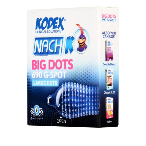 کاندوم خار درشت کدکس مدل Big Dot بسته 3 عددیKodex - Big Dots Condoms 3Pcs