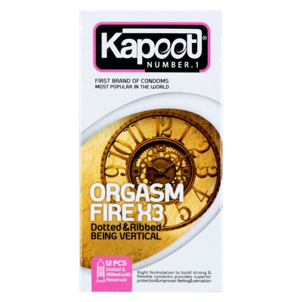 کاندوم خاردار و شیاردار کاپوت مدل Orgasm Fire X3 بسته 12 عددیKapoot - Orgasm Fire X3 Condom 12pcs
