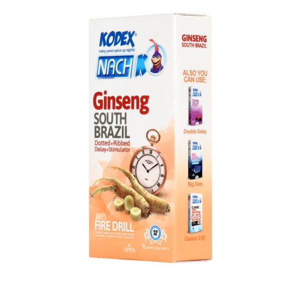 کاندوم خاردار و شیاردار کدکس مدل Ginseng بسته 12 عددیKodex - Ginseng Condoms 12 pcs