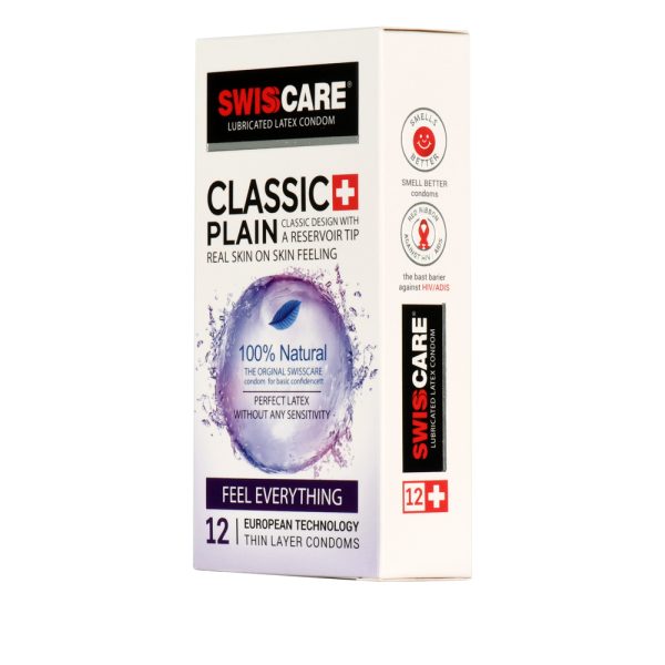 کاندوم سوئیس کر مدل Classic Plain بسته 12 عددیSwisscare  - Classic Plain Condom 12PCS