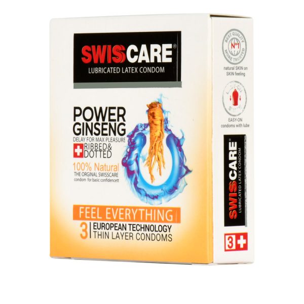کاندوم سوئیس کر مدل Power Ginseng بسته 3 عددیSwisscare - Power Gensing Condom 3PCS