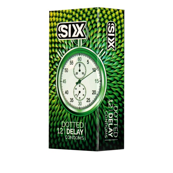 کاندوم سیکس مدل Dotted And Delay بسته 12 عددیSix  -Dotted And Delay Condoms 12pcs