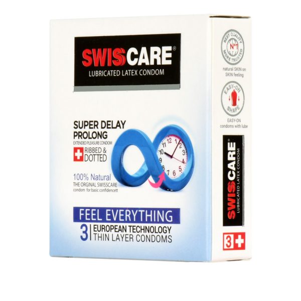 کاندوم فوق تاخیری سوئیس کر مدل Super Delay بسته 3 عددیSwisscare - Super Delay Condom 3PCS