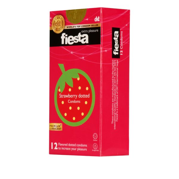 کاندوم فیستا مدل Strawberry Dotted بسته 12 عددیFiesta - Strawberry Dotted Condoms 12pcs