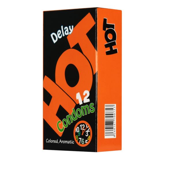 کاندوم هات مدل delay بسته 12 عددیHot -  Delay colored aromatic Condoms 12pcs